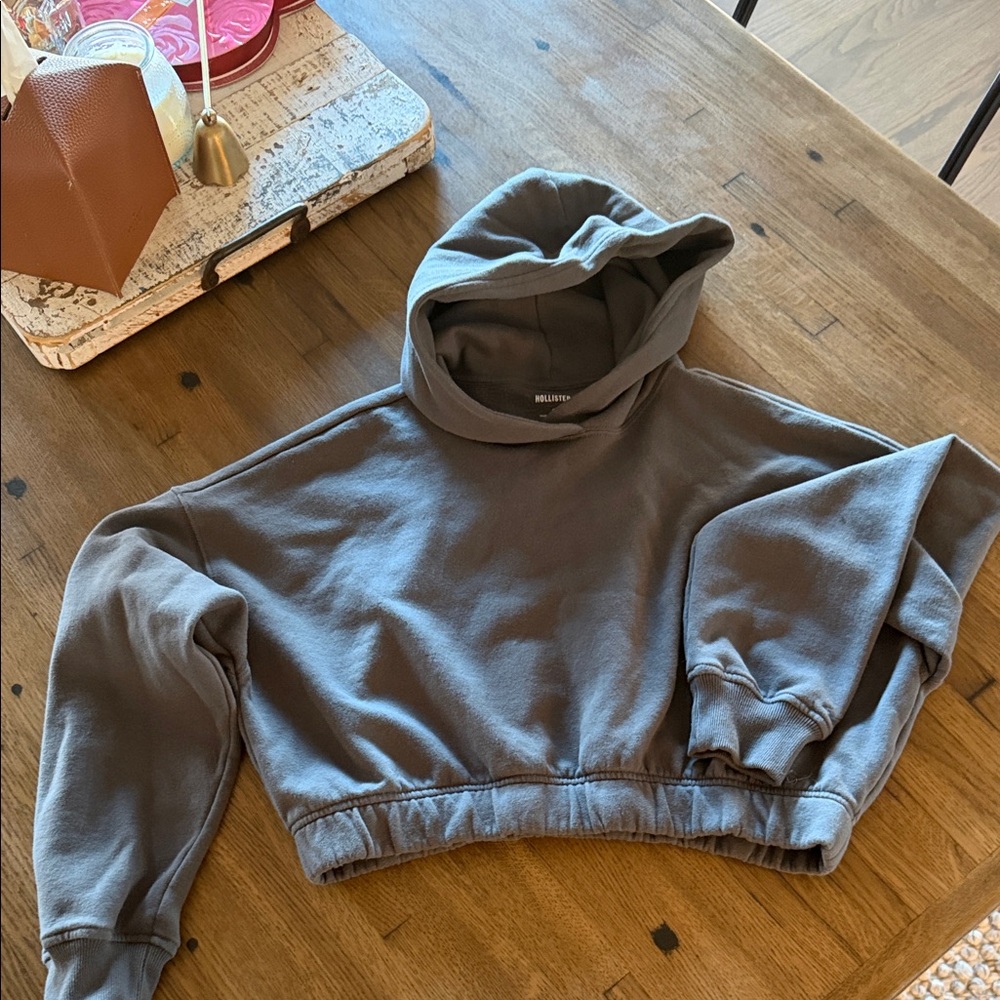 Hollister Charcoal Crop Hoodie